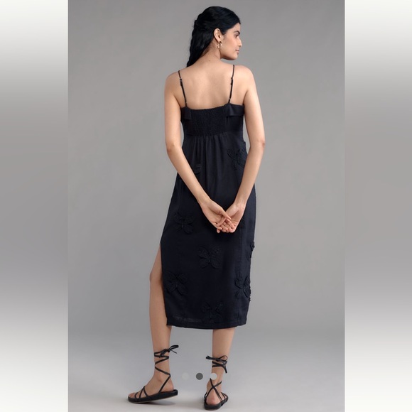 Linen Anthropologie NWT Maeve Linen Blend Appliqué Midi Dress size XL. - Picture 3 of 16